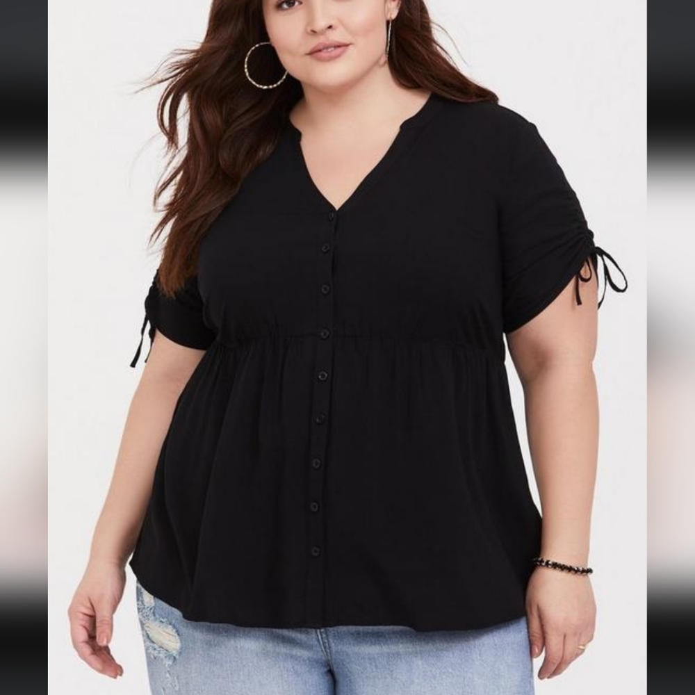 Babydoll Challis Tie Sleeve Top Size 4 4X by Torrid